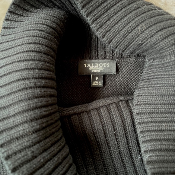 Talbots Petites Black Mock Cowl Neck 3/4 Sleeve Sweater - Picture 5 of 7